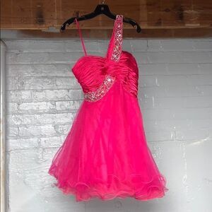 WORN ONCE Pink Tulle One Shoulder Formal Dress
